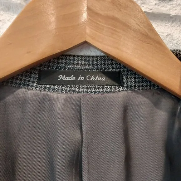 Lauren Ralph Lauren Blazer Men 44 R Gray Houndstooth 100% Wool Sport Coat Jacket