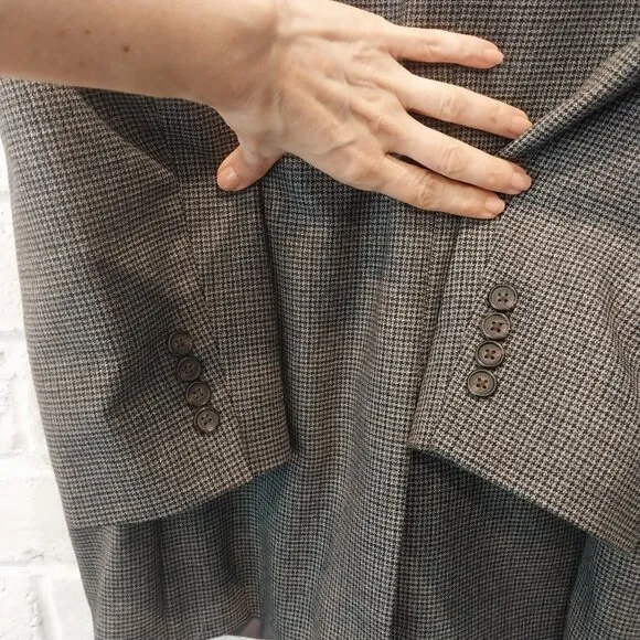Lauren Ralph Lauren Blazer Men 44 R Gray Houndstooth 100% Wool Sport Coat Jacket