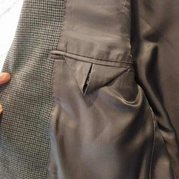 Lauren Ralph Lauren Blazer Men 44 R Gray Houndstooth 100% Wool Sport Coat Jacket