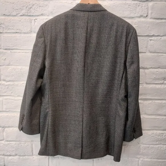 Lauren Ralph Lauren Blazer Men 44 R Gray Houndstooth 100% Wool Sport Coat Jacket