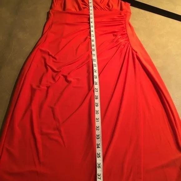 LAUREN RALPH LAUREN Empire Ruched Jersey Sheath Dress, Sleeveless, ORANGE,Size10