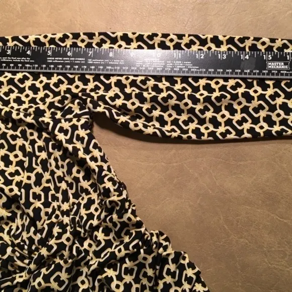 Lauren RALPH LAUREN empire ruched jersey sheath dress,Yellow/white/black, size10