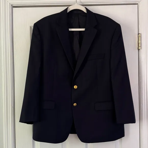 Lauren Ralph Lauren Navy Wool Blazer 42S Gold Button Jacket Sport Coat Short