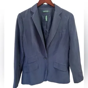 Lauren Ralph Women’s Blue Navy Silk/linen jacket Size 10