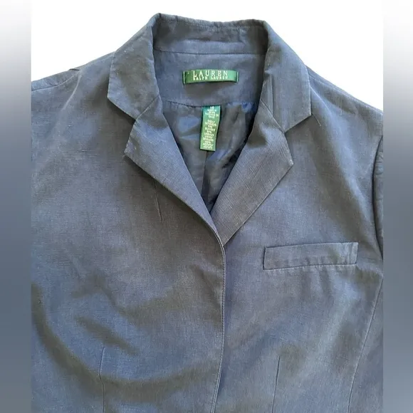 Lauren Ralph Women’s Blue Navy Silk/linen jacket Size 10