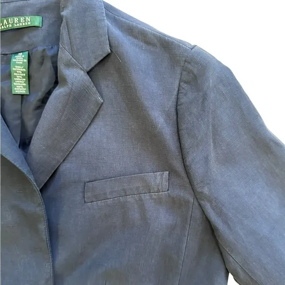 Lauren Ralph Women’s Blue Navy Silk/linen jacket Size 10