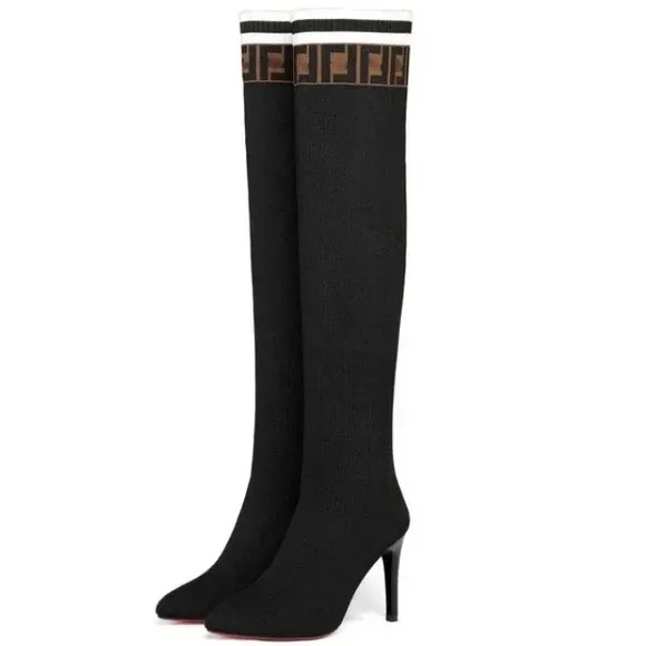 Lavishly Paris Luxury Designer Fashion Knee Length Boots. Size 7/7.5