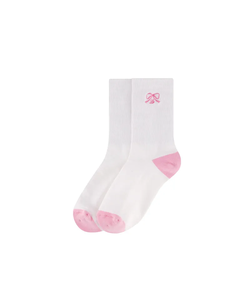 LE SONNET Ribbon Socks - White
