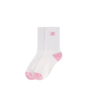 LE SONNET Ribbon Socks - White