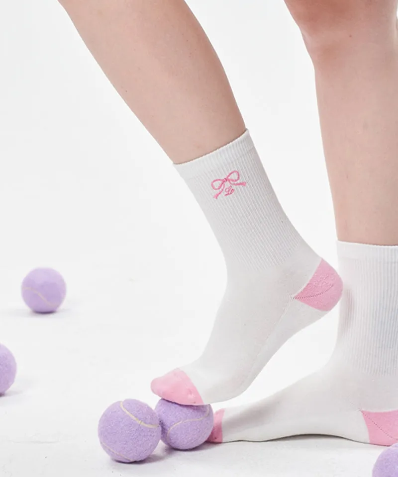 LE SONNET Ribbon Socks - White