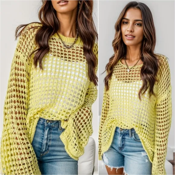 Lemonade Dream Openwork Sweater