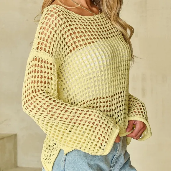 Lemonade Dream Openwork Sweater
