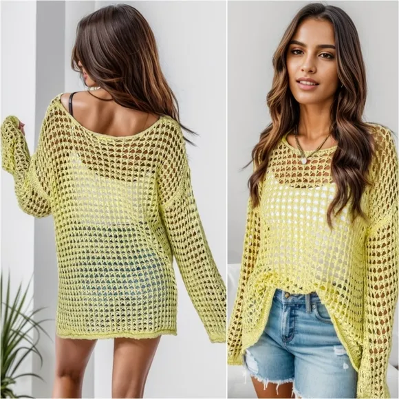 Lemonade Dream Openwork Sweater