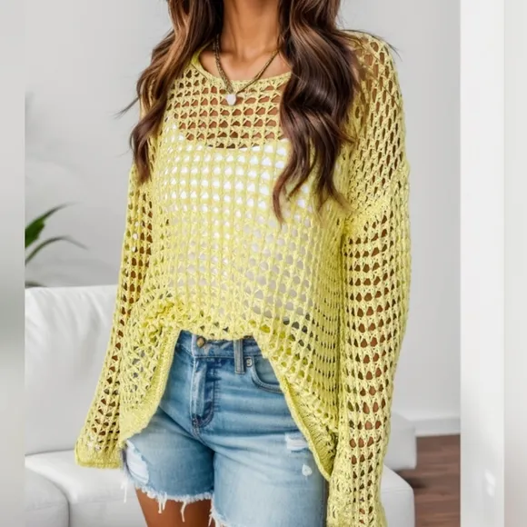 Lemonade Dream Openwork Sweater