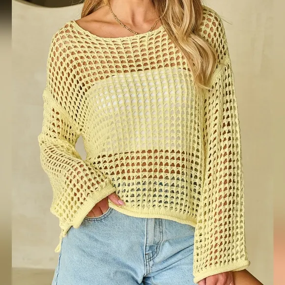 Lemonade Dream Openwork Sweater