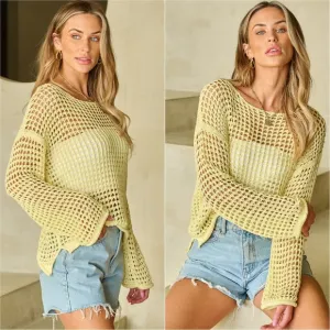 Lemonade Dream Openwork Sweater