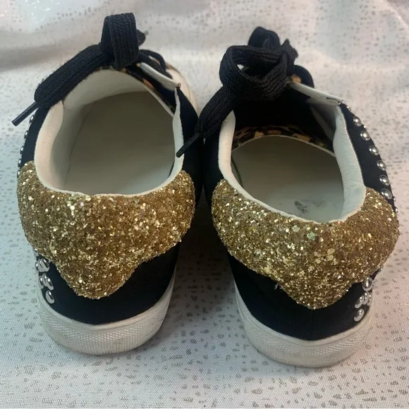 LEOPARD STUD Fashion Sneaker Faux Leather Suede