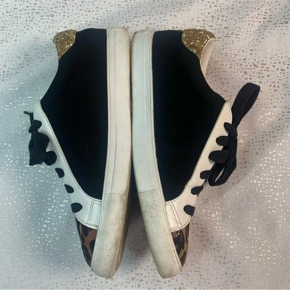 LEOPARD STUD Fashion Sneaker Faux Leather Suede