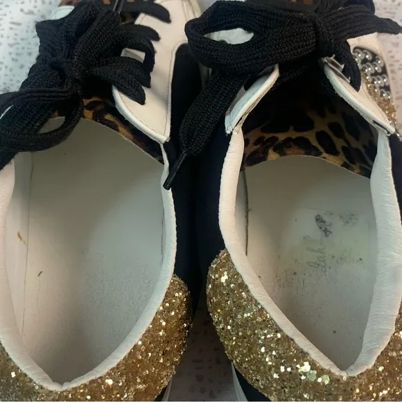 LEOPARD STUD Fashion Sneaker Faux Leather Suede