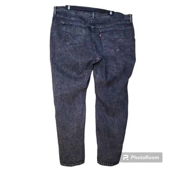 Levi's 711 Size 20W Petite Black Acid Wash Mid-Rise Skinny Jeans Grunge Goth