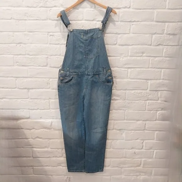 Levis Denim Jean Overall Pants Womens Medium 6 Blue Pockets Medium Rinse L 26.