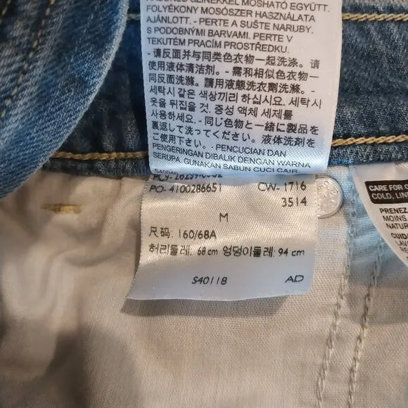 Levis Denim Jean Overall Pants Womens Medium 6 Blue Pockets Medium Rinse L 26.