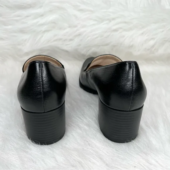 LifeStride Devyn Slip-ons Block Heel Pumps Black Faux Leather Size 7M