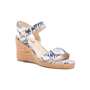 Lifestride Womens Blue Tan Floral Comfort Ankle Strap Wedge Sandals Sz 10 NIB