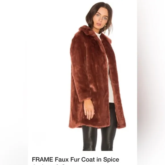 Like New Frame faux fur coat in color Spice, sz M. Revolve orig price $490 