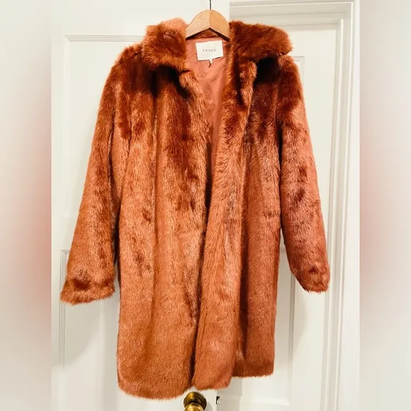 Like New Frame faux fur coat in color Spice, sz M. Revolve orig price $490 