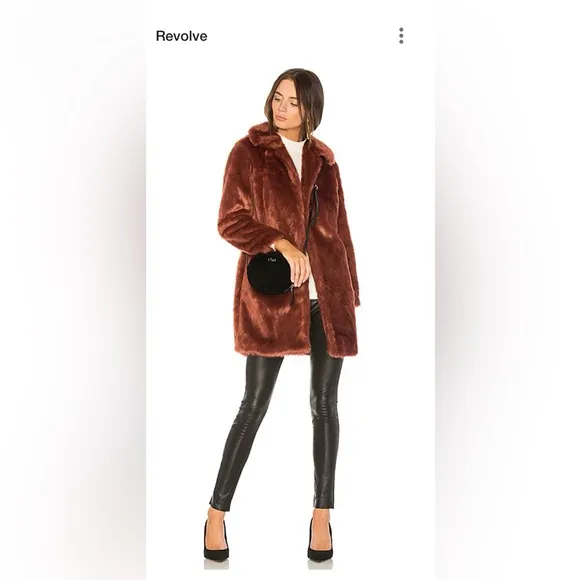 Like New Frame faux fur coat in color Spice, sz M. Revolve orig price $490 