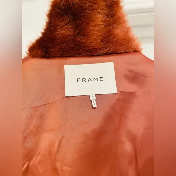 Like New Frame faux fur coat in color Spice, sz M. Revolve orig price $490 
