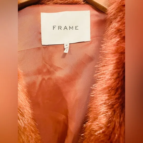 Like New Frame faux fur coat in color Spice, sz M. Revolve orig price $490 