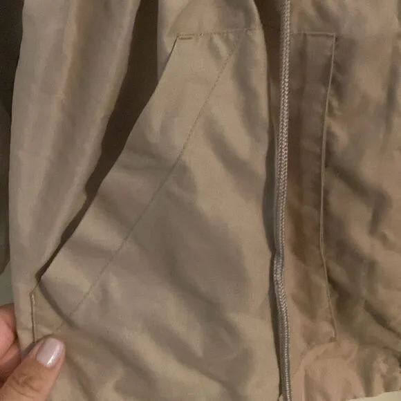 Like New Nordstrom Womens Lightweight Hooded Tan Beige Knee-Length Trench Coat