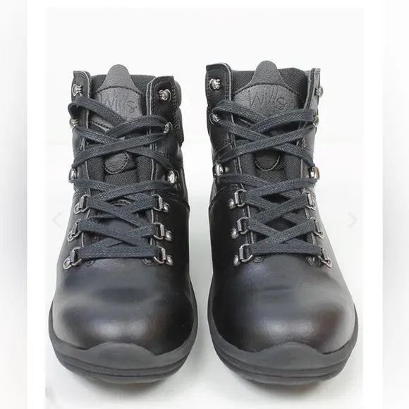 Like New! Wills Vegan Leather Black Walking Boots Size 38 / W 7 / M 5.5 Macboot