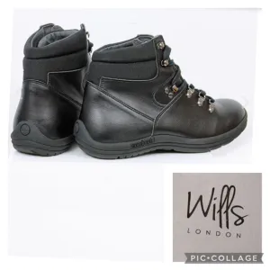 Like New! Wills Vegan Leather Black Walking Boots Size 38 / W 7 / M 5.5 Macboot