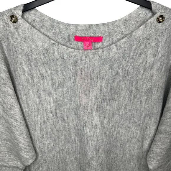 Lilly Pulitzer Arna Buttoned Longline Sweater Seaside Grey  XL