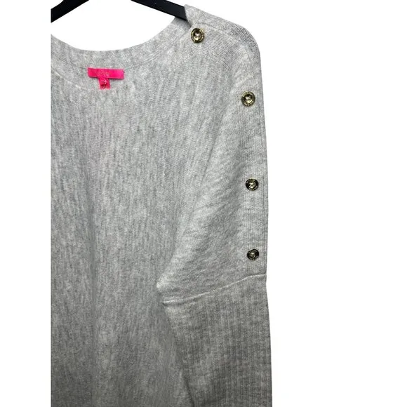 Lilly Pulitzer Arna Buttoned Longline Sweater Seaside Grey  XL
