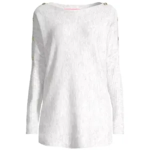 Lilly Pulitzer Arna Buttoned Longline Sweater Seaside Grey  XL
