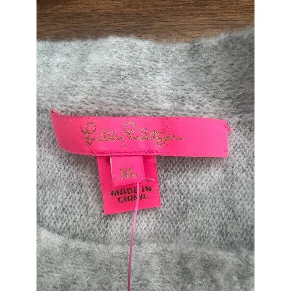 Lilly Pulitzer Arna Buttoned Longline Sweater Seaside Grey  XL