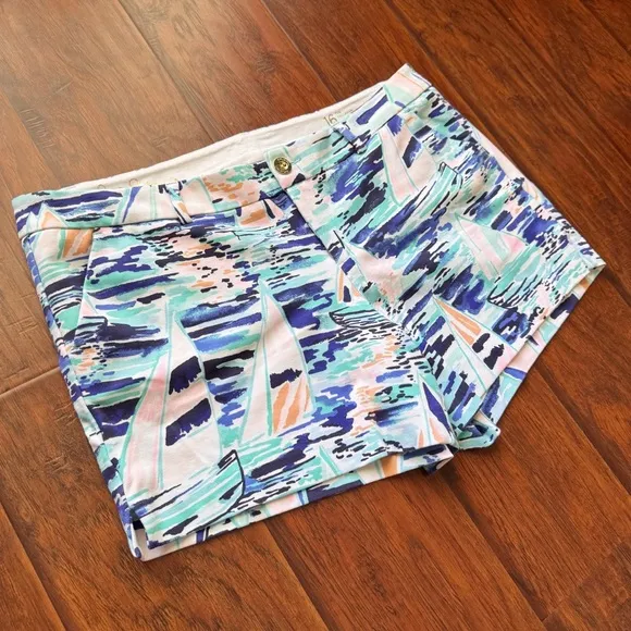 Lilly Pulitzer Callahan Sail Boat Shorts Size 16 Colorful Preppy Summer Bright