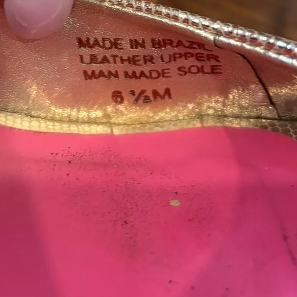 Lilly Pulitzer Resort Chic Peep Toe Gold Cork Wedge Heel Sz 6.5
