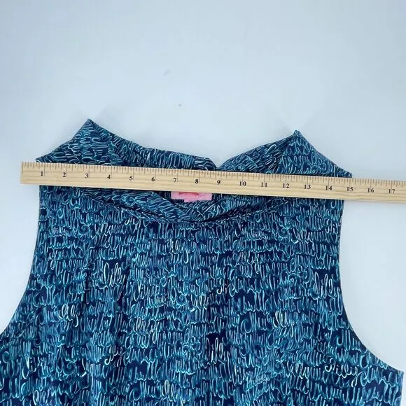 Lilly Pulitzer Sheath Dress Women's 14 Multi Printed Cotton Stretch Boat Neck