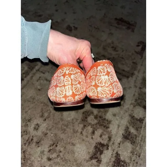 Lilly Pulitzer Via Palm Beach Ballet Flat Casual Orange &amp; white Shoes Size 9.5 C