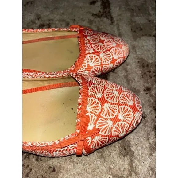 Lilly Pulitzer Via Palm Beach Ballet Flat Casual Orange &amp; white Shoes Size 9.5 C
