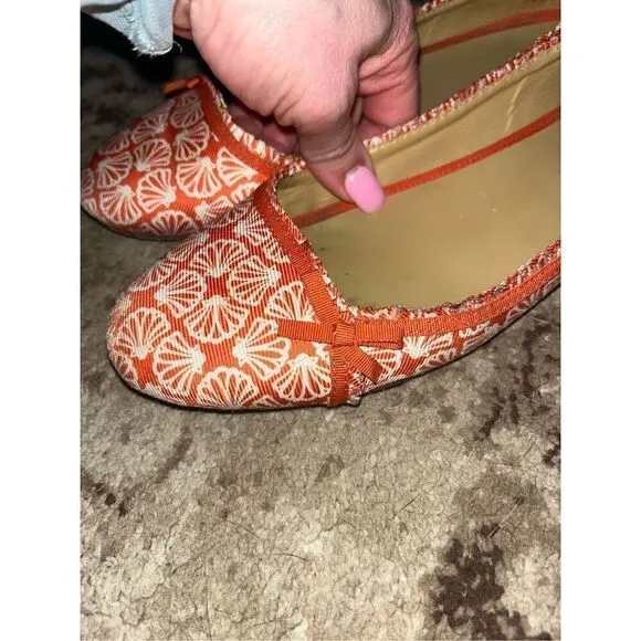 Lilly Pulitzer Via Palm Beach Ballet Flat Casual Orange &amp; white Shoes Size 9.5 C