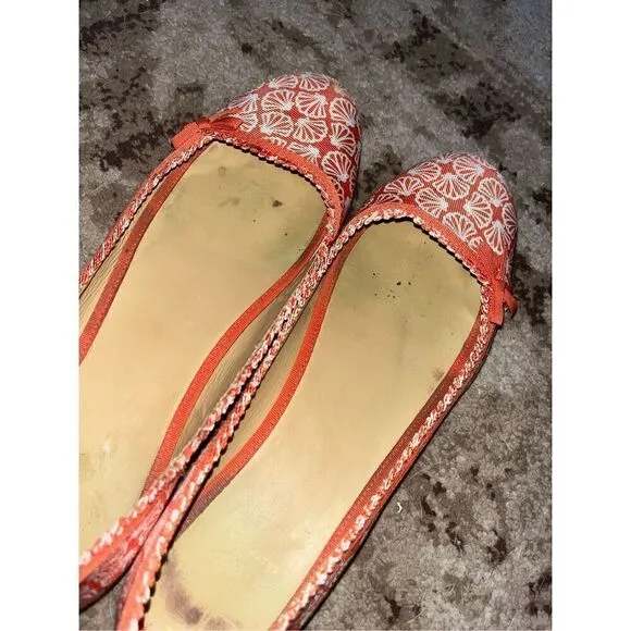 Lilly Pulitzer Via Palm Beach Ballet Flat Casual Orange &amp; white Shoes Size 9.5 C