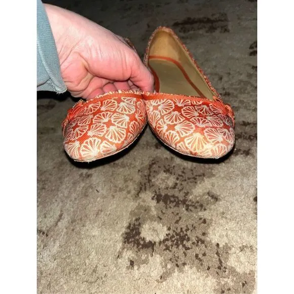 Lilly Pulitzer Via Palm Beach Ballet Flat Casual Orange &amp; white Shoes Size 9.5 C