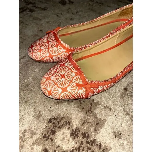 Lilly Pulitzer Via Palm Beach Ballet Flat Casual Orange &amp; white Shoes Size 9.5 C