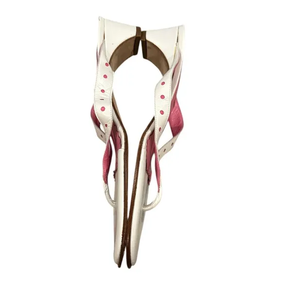 LILLY PULITZER WHITE PINK ToePost  THONG HEELED SANDAL SHOES 9.5